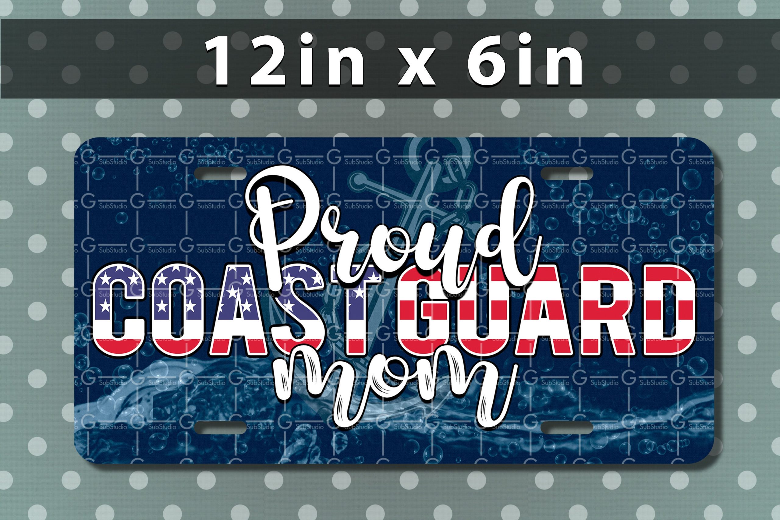 Proud coast guard mom png sublimation design download, license plate