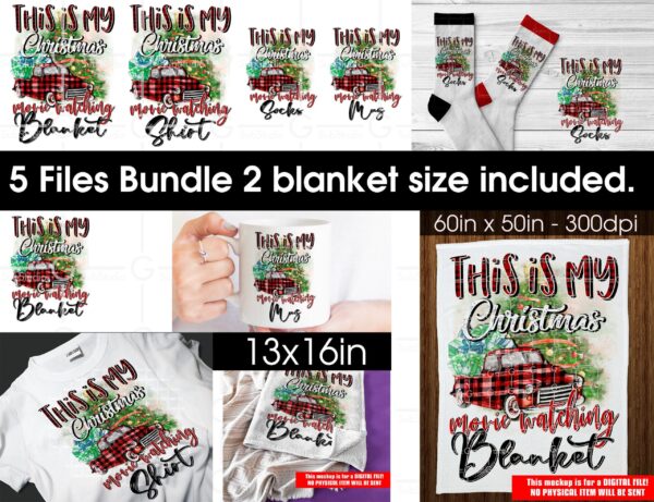Christmas movie watching PNG Sublimation design download Bundle