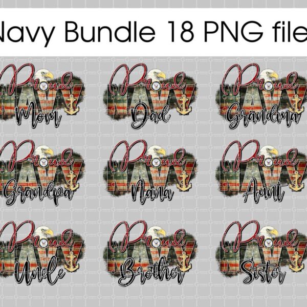 Proud Navy Bundle Mom PNG file - Sublimation Design - Digital Download - Instant Download - military mom - DTG print - Family bundle