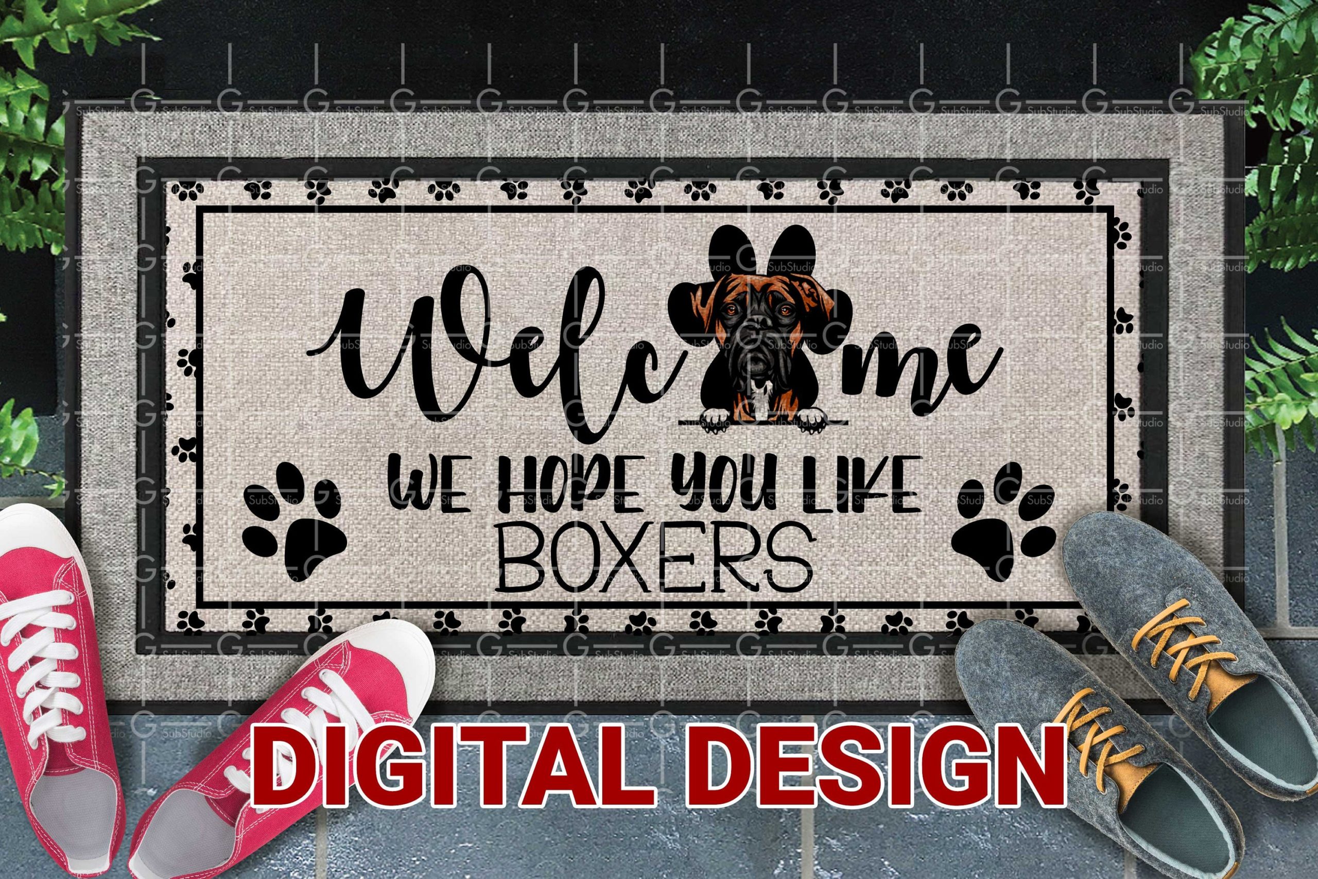 Welcome Doormat PNG Boxer sublimation Design download