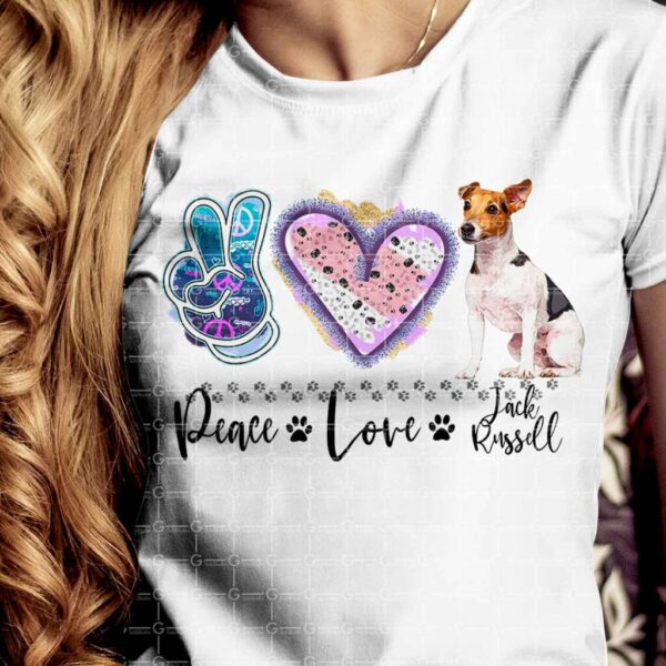 Peace love Jack Russell PNG, Sublimation design, Jack Russell t-shirt Download, png, glitter Jack Russell dtg print, sublimation designs