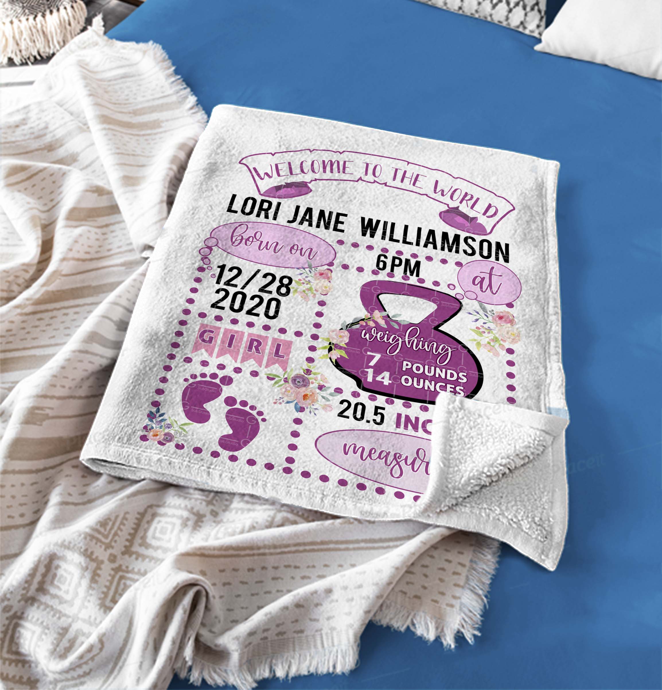 Girl Birth Stats Template PNG, sublimation Digital Download, Sublimation