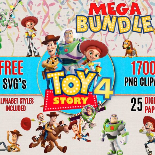 Free MEGA BUNDLE 1700 Toy Story Clipart, Toy Story SVG, Toy Story 4, Toy Story Birthday, Toy Story Tshirt, Party Banner, Story Alphabet