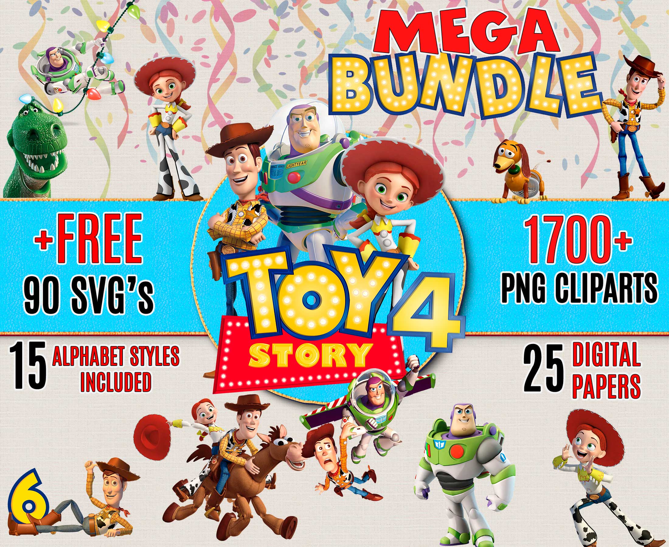 MEGA BUNDLE Toy Story Clipart Toy Story SVG Toy Story 4