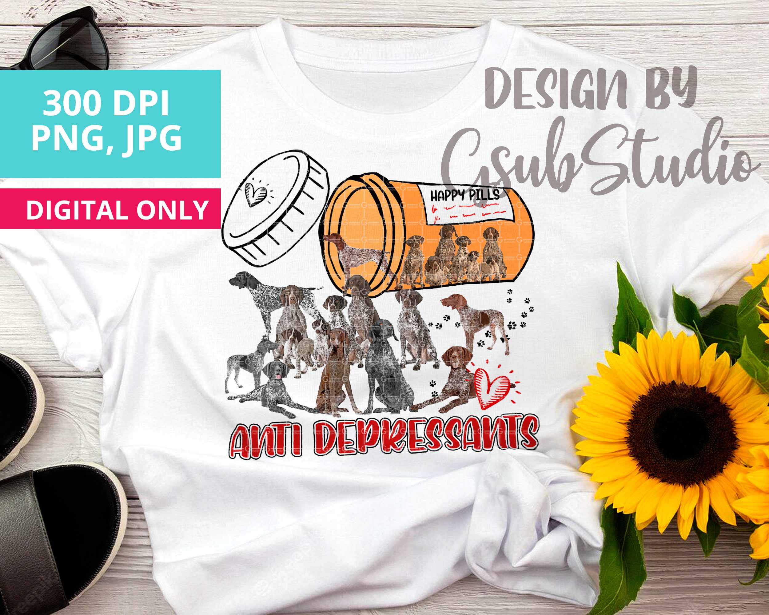 German shorthaired pointer PNG sublimation designs download
