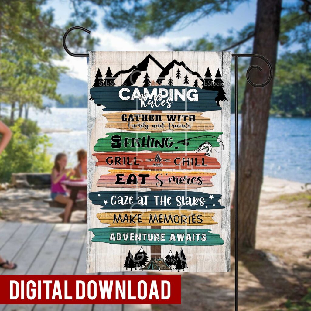 Camping Rules Flag design download sublimation Camping Flag