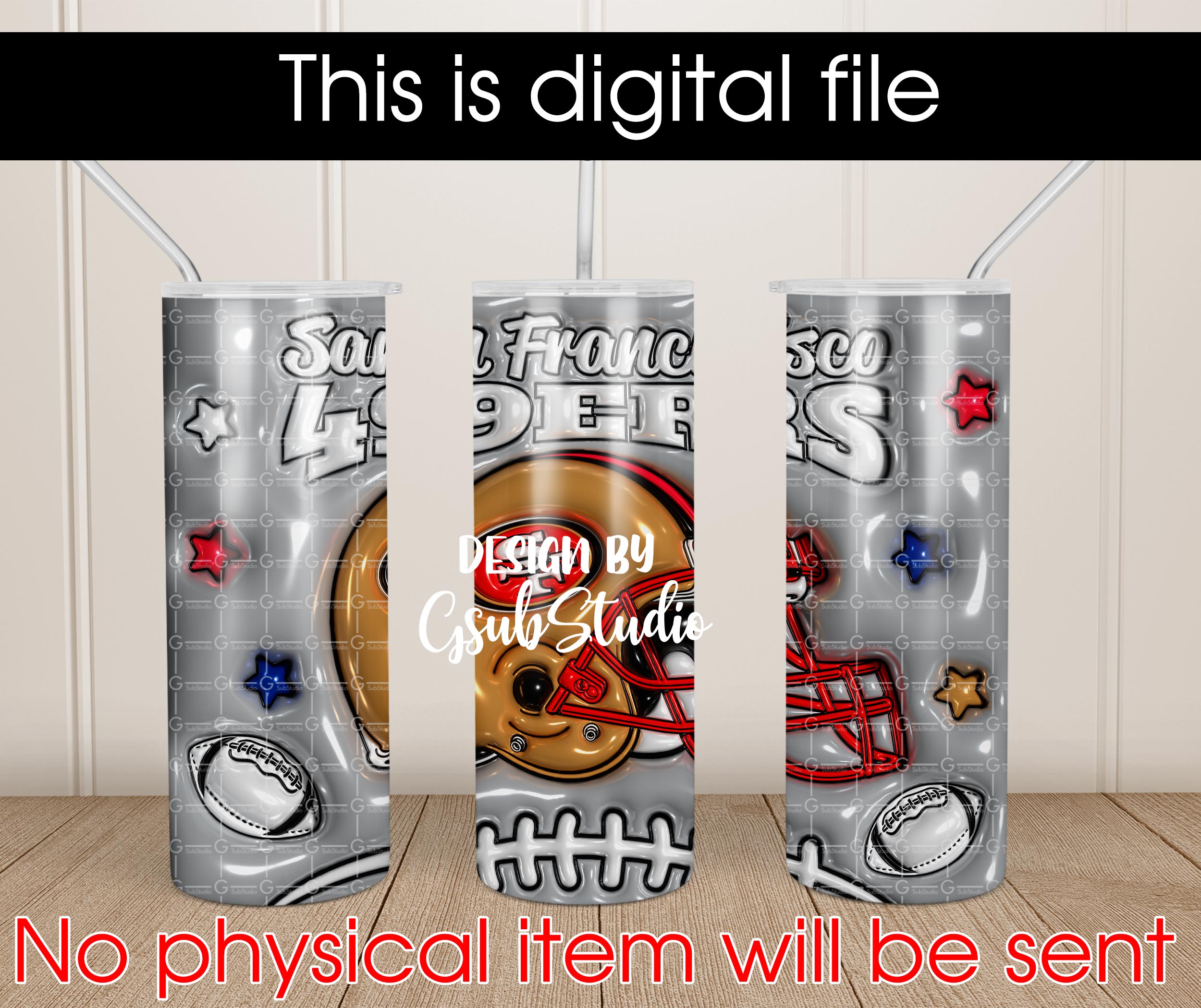 3D-Inflated-49ears-Football-Team-20oz-Tumbler-Wrap-PNG-3D-Puffy-20oz-Skinny-Tumbler-Sublimation-Design-1