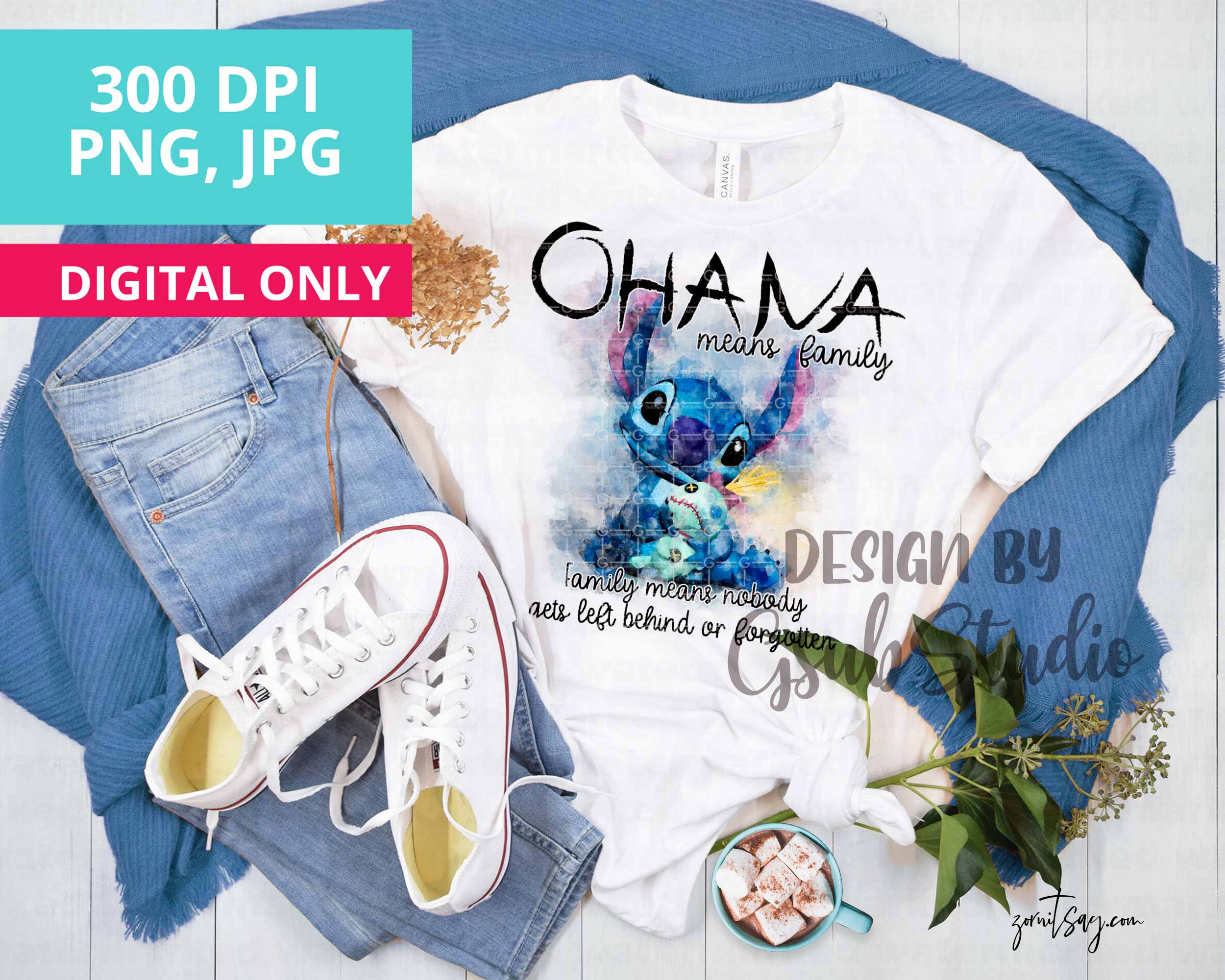 Stitch PNG Ohana Means Family png sublimation design