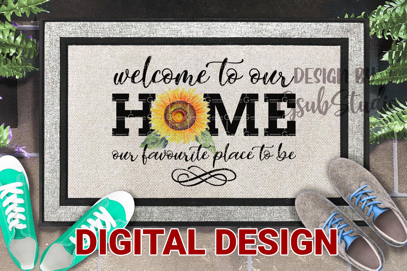 Welcome to our home Sunflower sublimation design PNG