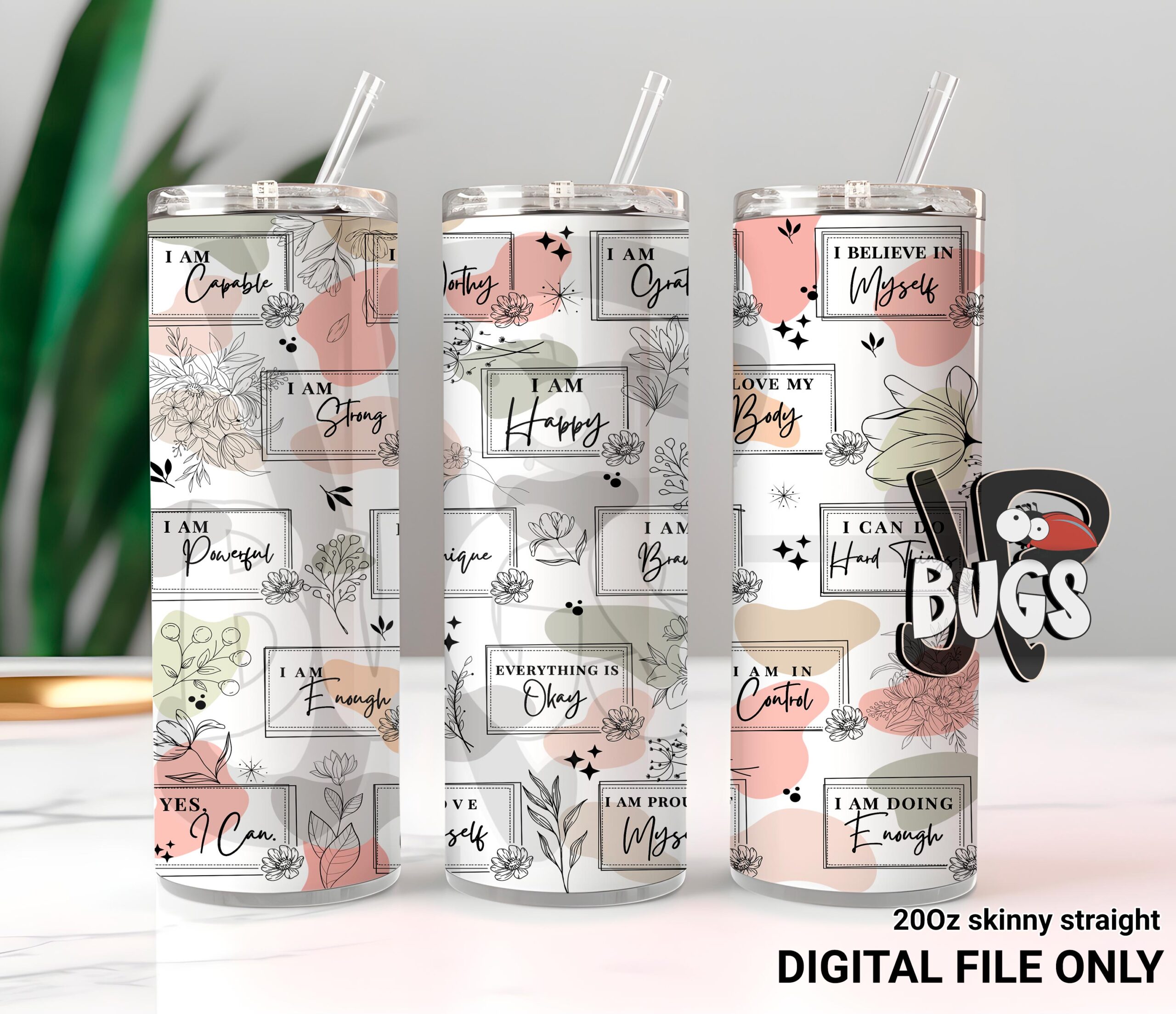Positive Affirmations Daily Reminders PNG Tumbler Wrap sublimation design Digital only, sublimation design sublimation self-loved tumbler